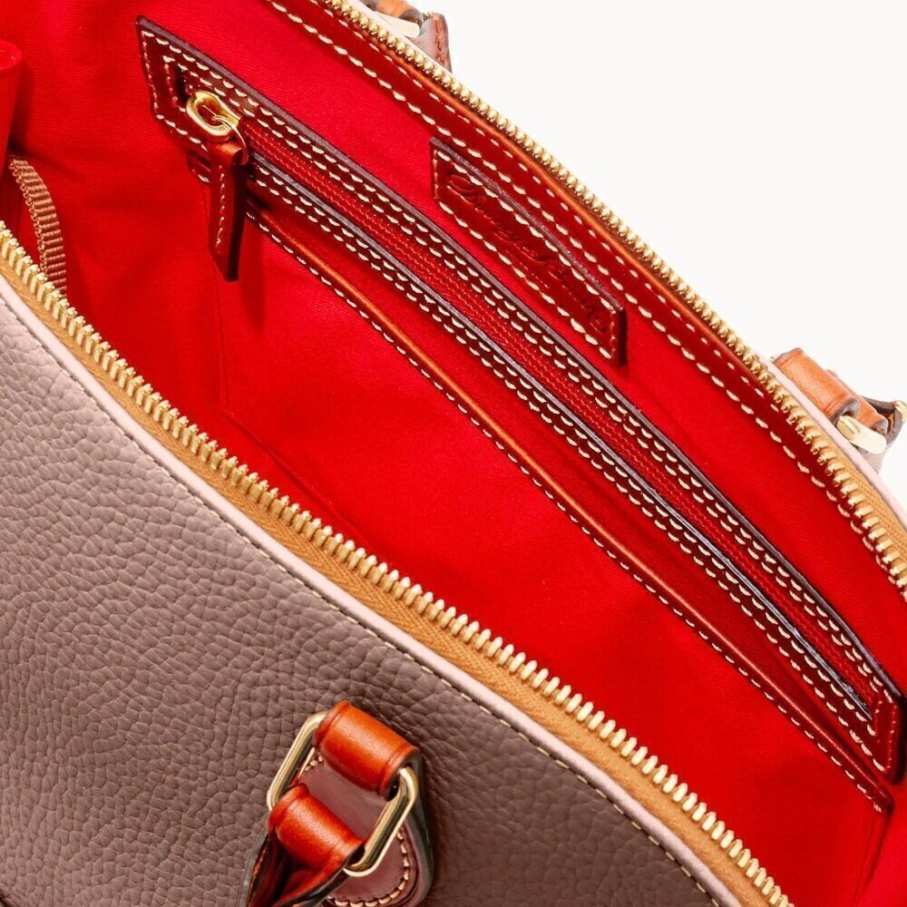 Dooney & Bourke Satchel Bag Zip Zip Dome Crossbody Pebble Grain Leather Oyster - Picture 5 of 13